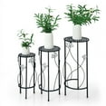 thumbnail image 2 of Resenkos Raised Planter Stand, Large Space Flower Rack Shelf,3 Pieces Metal Plant Stand Set with Crystal Floral Accents Round-Black, 2 of 7