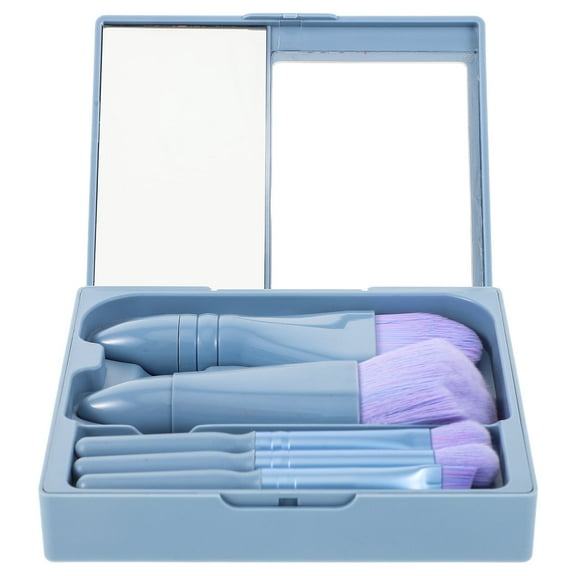 Hemoton Travel Size Makeup Brush Set with Portable Case and Mirror, Eye Shadow and Powder Brushes for Women and Girls