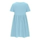 thumbnail image 4 of Puntoco Vestido De Algodón Y Lino De Color Sólido Con Bolsillo Y Cuello Redondo De Manga Corta Para Mujer A La Moda Azul Cielo Xl,Regalos Para Mujer Joven, 4 of 6