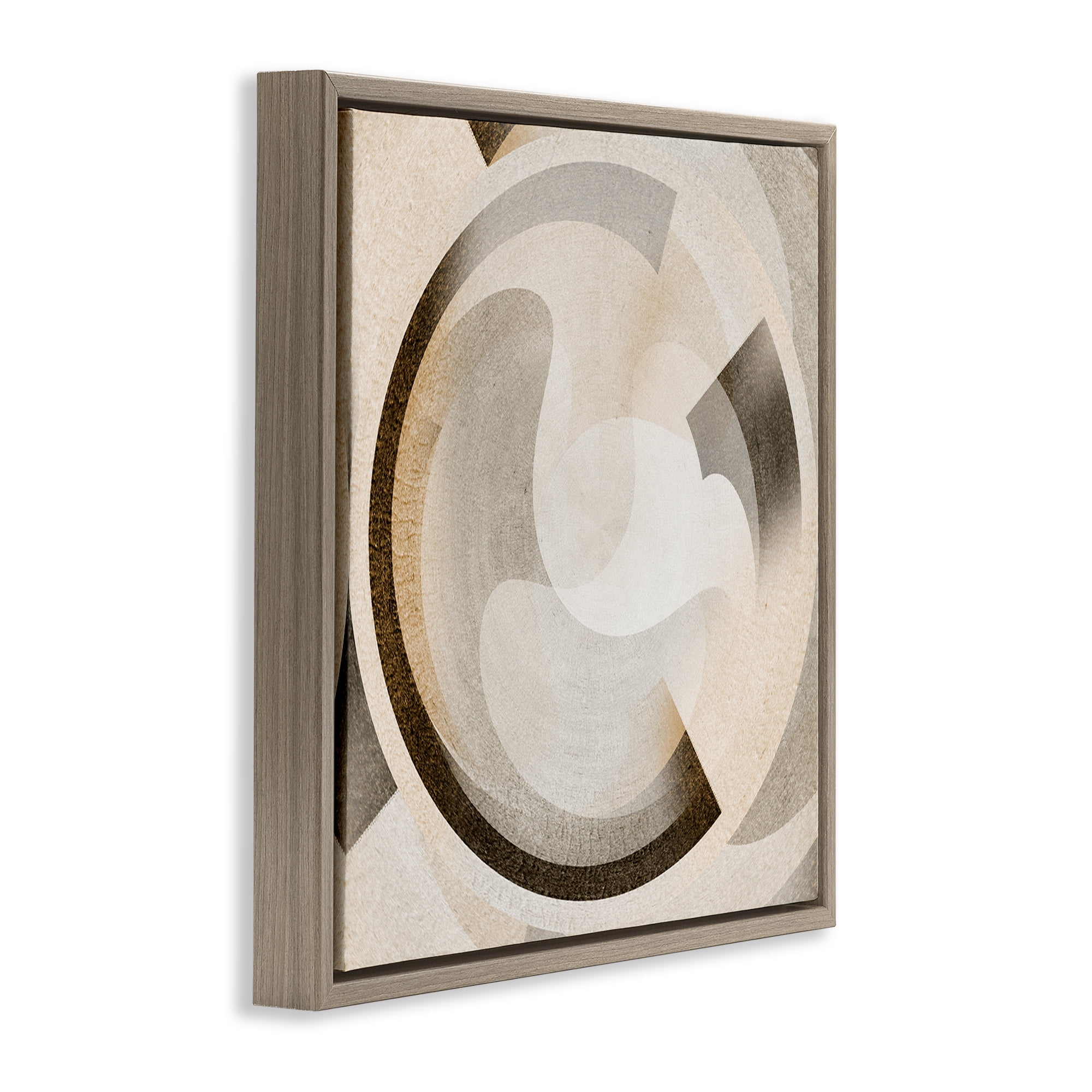 Stupell Industries Round Arches Neutral Abstract Painting Brown Floater Framed Canvas Art Print Wall Art, 18 x 18