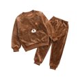 thumbnail image 5 of Fldy Toddler Boys Girls Warm Outfit Casual Sleepwear Long Sleeve Nightwear Loungewear 2 Piece Pajama Brown Cat 80/S/6, 5 of 7
