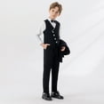 thumbnail image 4 of 5 PCS Boys' Formal Dresswear Suits Set Gentlemen Wedding Ring Bearer Outfits Blazer Dress Shirts Pants Vest Bowtie 2 Years, Black, 4 of 7
