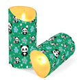 thumbnail image 3 of Panda Flower Pattern Flameless Candles 2 PCS with Remote Realistic Moving Flame LED Tapered Pillar Set for Home Decor, 3 of 7