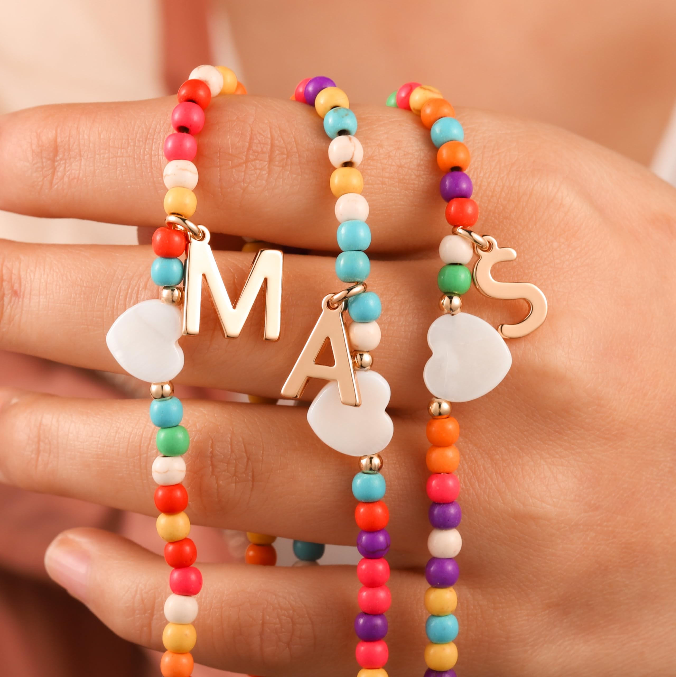 Turandoss Beaded Initial Heart Choker Necklace for Girls photo 4