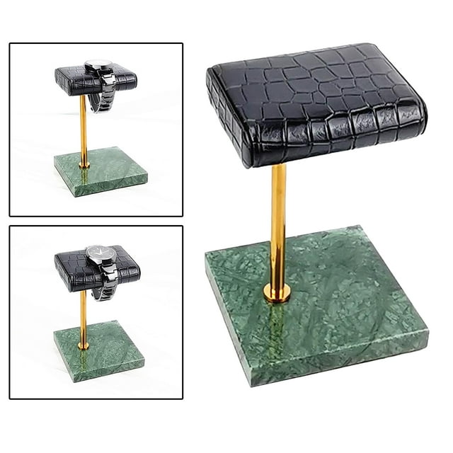 Soporte para reloj Fernando de cuero y mármol dorado
