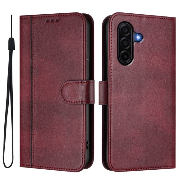 Wallet Phone Case for samsung galaxy A57 360° Protective Flip Cover with Card Slots Kickstand Red