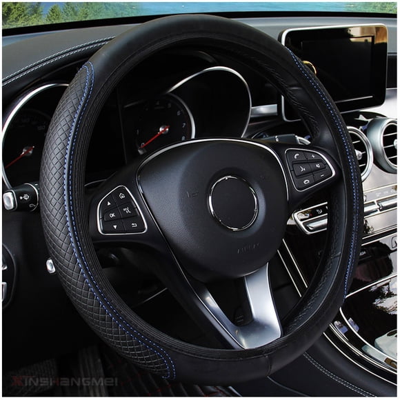 Universal Microfiber Leather Steering Wheel Cover Protector with Elastic Stitching Design for Enhanced Grip and Interior Comfort