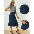 thumbnail image 2 of Falda de Mezclilla Casual Allegra K Faldas Midi Acampanadas Talle Alto Azul Oscuro M, 2 of 6