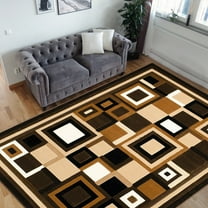 Handcraft Rugs-Modern Contemporary Living Room Rugs-Abstract Carpet with Geometric Pattern-Brown/Beige/Ivory/Chocolate 5x7 feet