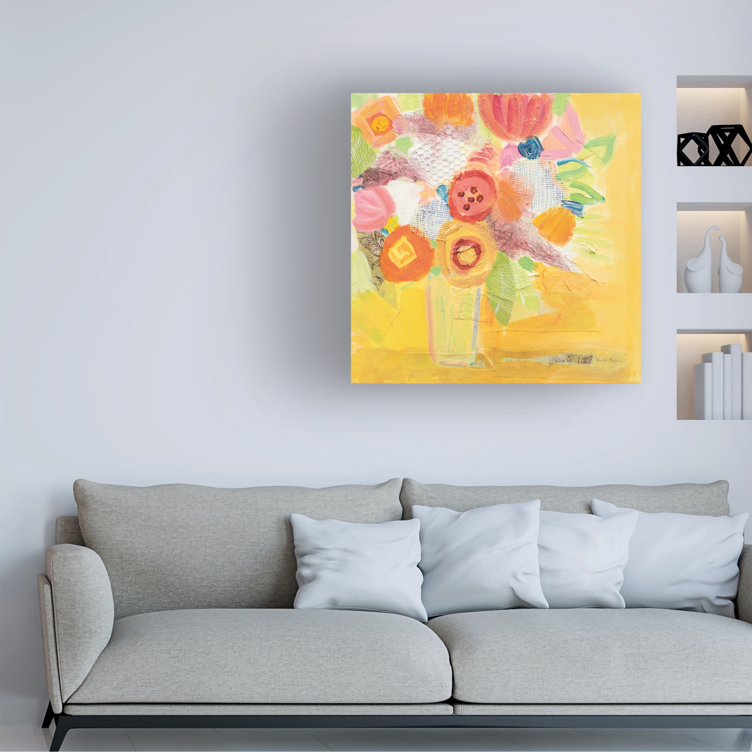 Farida Zaman 'Misty Yellow Floral' Canvas Art