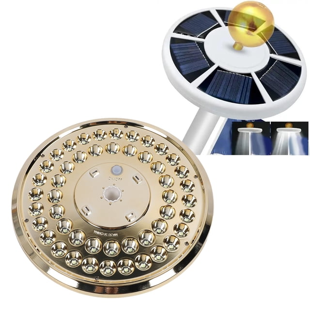 Flagpole Light, Résistant aux Intempéries Longue Durée 48 LED Solaire pour Jardins Plaqué Argent, Or
