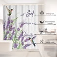 thumbnail image 4 of MIZHONA Lavender Shower Curtain,Hummingbird and Birds Fabric Shower Curtains Purple Floral with Quote Bathroom Decor 72"X72", 4 of 8