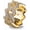 Gold-13mm, variant on 13mm Cuban Link Ring Bling Iced Out 2 Row CZ Diamond Hip Hop Engagement Band Ring for Women Men