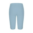 thumbnail image 5 of nochalofo Blue Trousers Pants for Women, Capri Leggings for Women Knee Length Capri Leggings Summer Cropped Pants Casual Solid Comfy Capris, 5 of 5