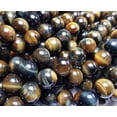 thumbnail image 3 of 8mm Blue/Yellow Tiger Eye Round Beads Genuine Gemstone Natural Jewelry Making, 3 of 5