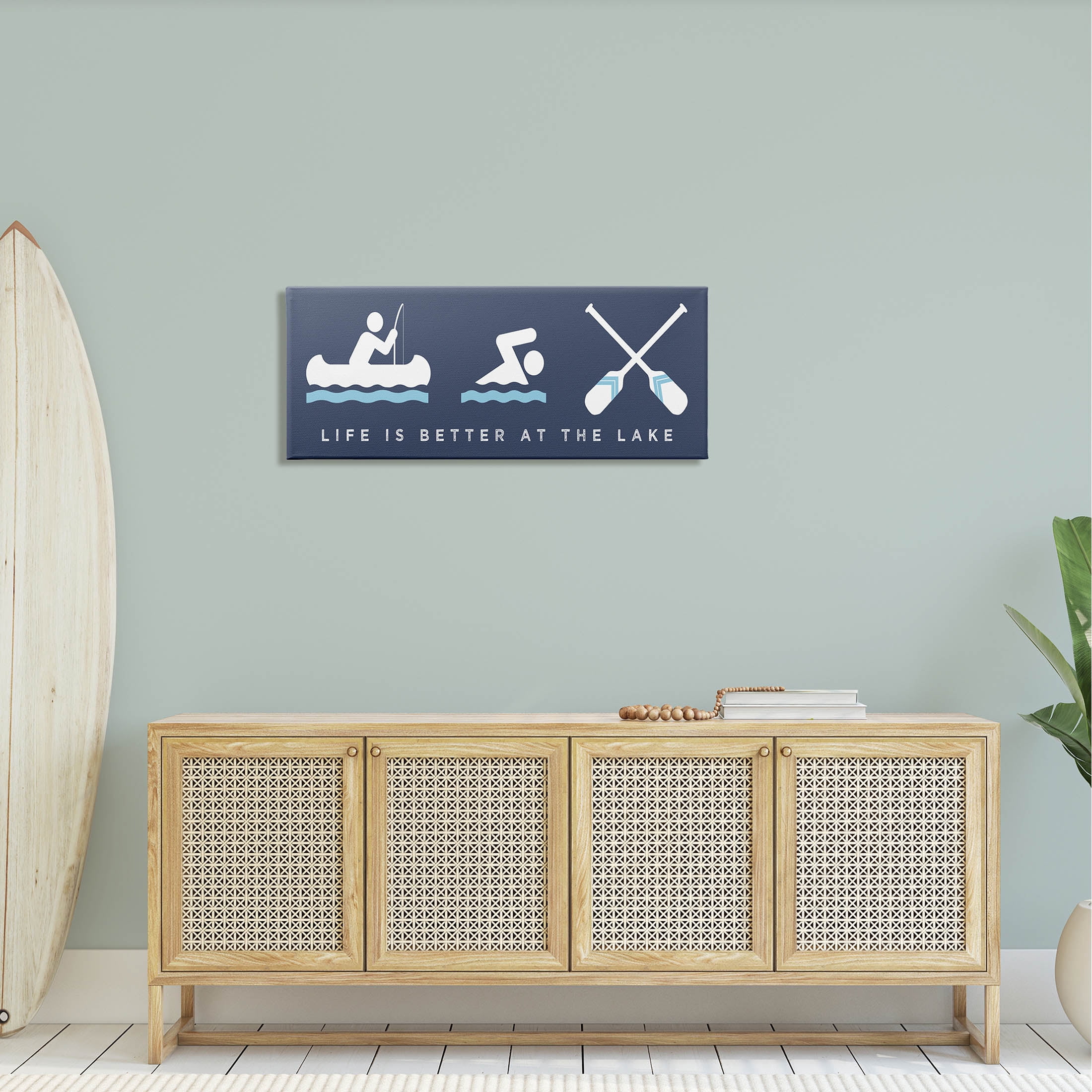 Life Better At Lake Water Fun Typography Graphic Art Gallery Wrapped Canvas Print Wall Art