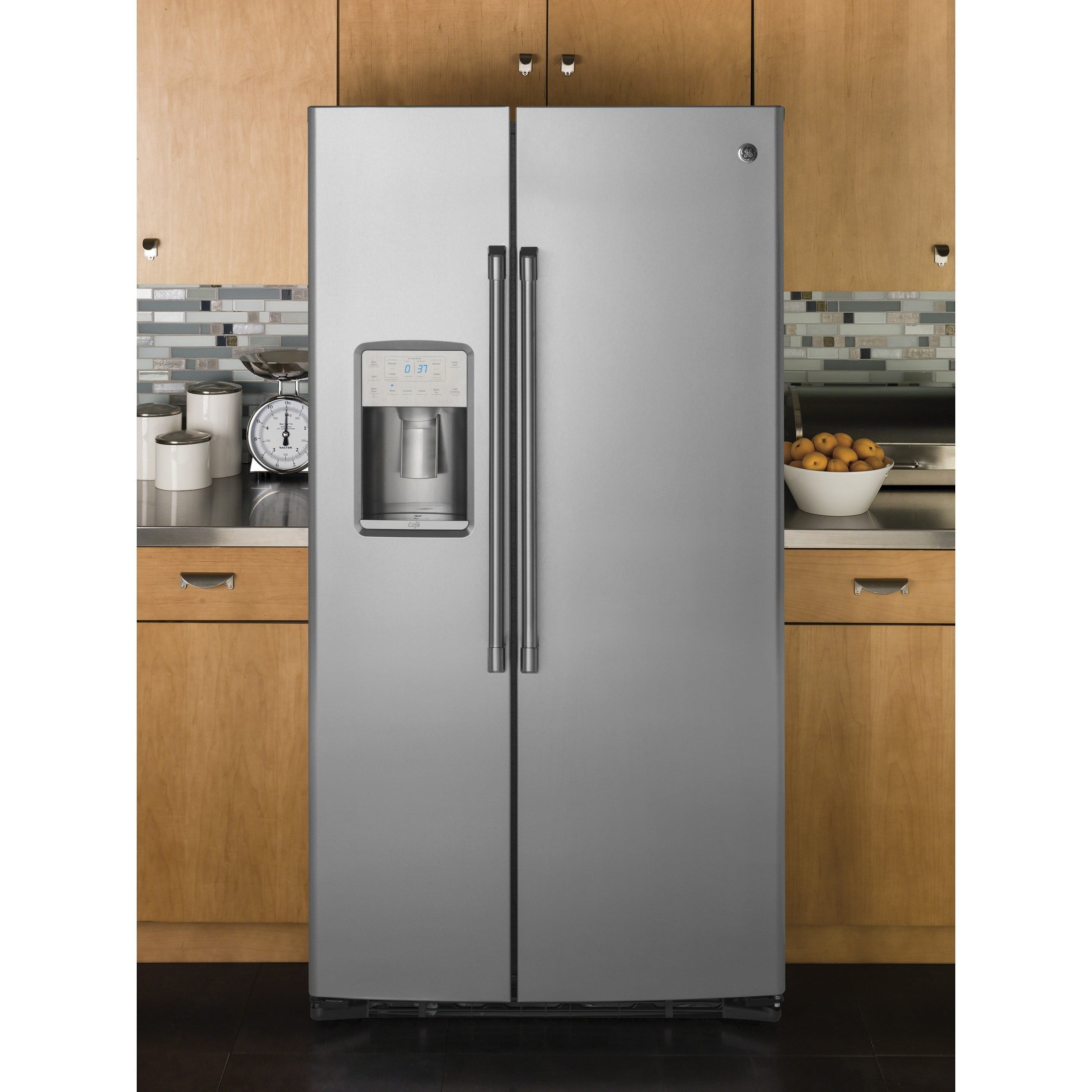 GE CZS22MSKSS Cafe 22.1 Cu. Ft. Stainless Steel Counter Depth Side-By Ge Cafe Stainless Steel Refrigerator