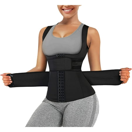 

Loday Waist Trainer Vest for Women Corset Trimmer Belt Slimming Body Shaper Tummy Control Cincher Workout Girdle(Black 3XL)