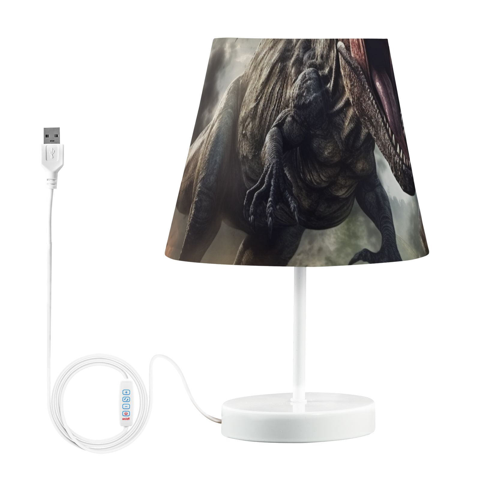 Dinosaur Fire Trees Clouds LED Desk Lamp Table Lamp USB Bedside Nightstand Small Lamp for Bedroom Living Room Kids Room