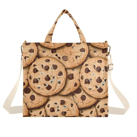 Chocolate Chip Cookies Corduroy Tote Bag Handbag Large Messenger Bag Shoulder Crossbody Zipper Bag Purse