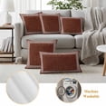 thumbnail image 5 of Coffee Brown Retro Greek Key Outdoor Pillow Covers 20x12 Set of 2,Waterproof Patio Throw Pillowcase Protectors,Geometric Greece Ancient Farmhouse Lumbar Decorative Couch Pillow Shams Cushion Covers, 5 of 8