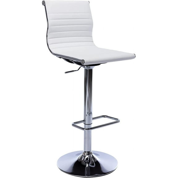 Swivel Bar Stools with Back Faux Leather Counter Height Bar Chair Modern Adjustable Barstools for Kitchen Island Breakfast Bar Dining Room (White, 1 Pack)