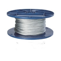 Peerless 3/16" Vinyl Coated Cable, 250 ft/Reel, Vinyl Coated Wire Rope, 7 x 7, 4500805