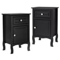 thumbnail image 3 of Hefilesy FCH 2pcs 40*30*63cm Country Style Spray Paint Curved Feet One Draw One Door Night Table Black, 3 of 6