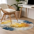 thumbnail image 4 of Round Rugs 3Ft, Yellow Blue Shabby Round Area Rug Washable Indoor Throw Carpet, Abstract Modern Artwork Small Non Slip Circle Rug for Bedroom Living Room Home Decor Aesthetic, 4 of 8