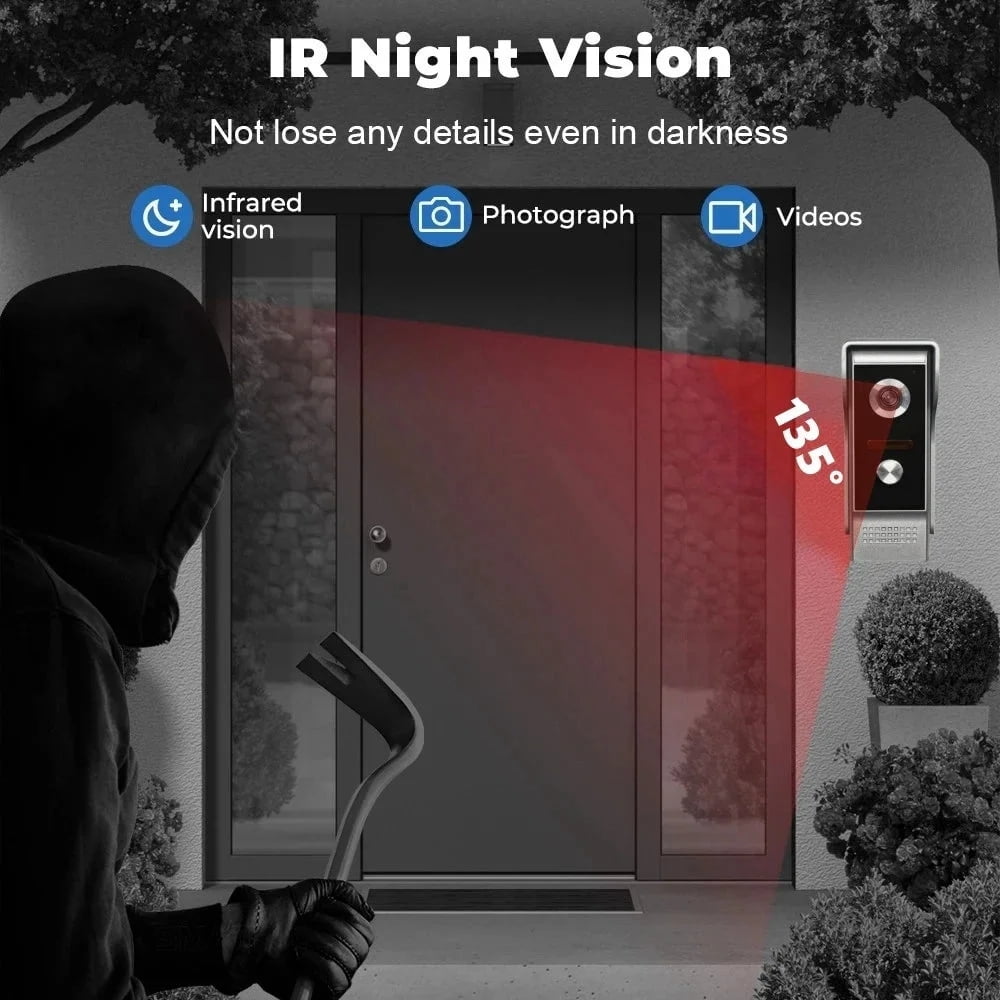 ANJIELO SMART Wired Video Intercom System, 10-Inch Touch Screen, 1080P Doorbell, Motion Detection, Tuya APP