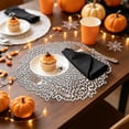 thumbnail image 5 of SLYNSHome Halloween Table Decor Round Lace Placemats,Silver PVC Hollow Out Heat Resistant Non-Slip Table Mats, Waterproof Oil Proof Washable Dining Party Supplies, 5 of 6