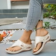 thumbnail image 2 of Rokment Women's Orthopedic Wedges Flip Flops Dress Sandals 2026 Summer Fashion Casual Comfortable Leather Platform Arch Support Walking Thongs Beach Slip on Slides Beige Size 6, 2 of 7