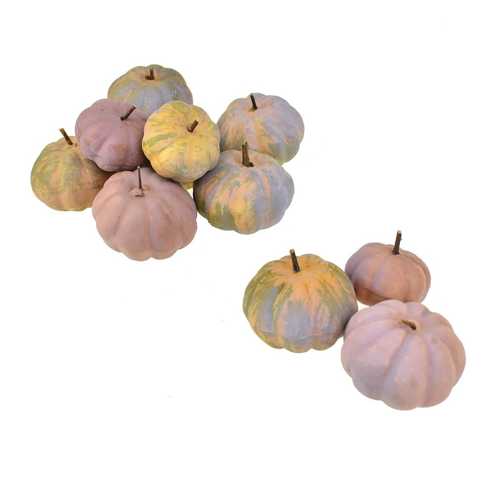 Natural 24-Piece Assorted Sizes Artificial Mini Bagged Pumpkins Fall Decor 