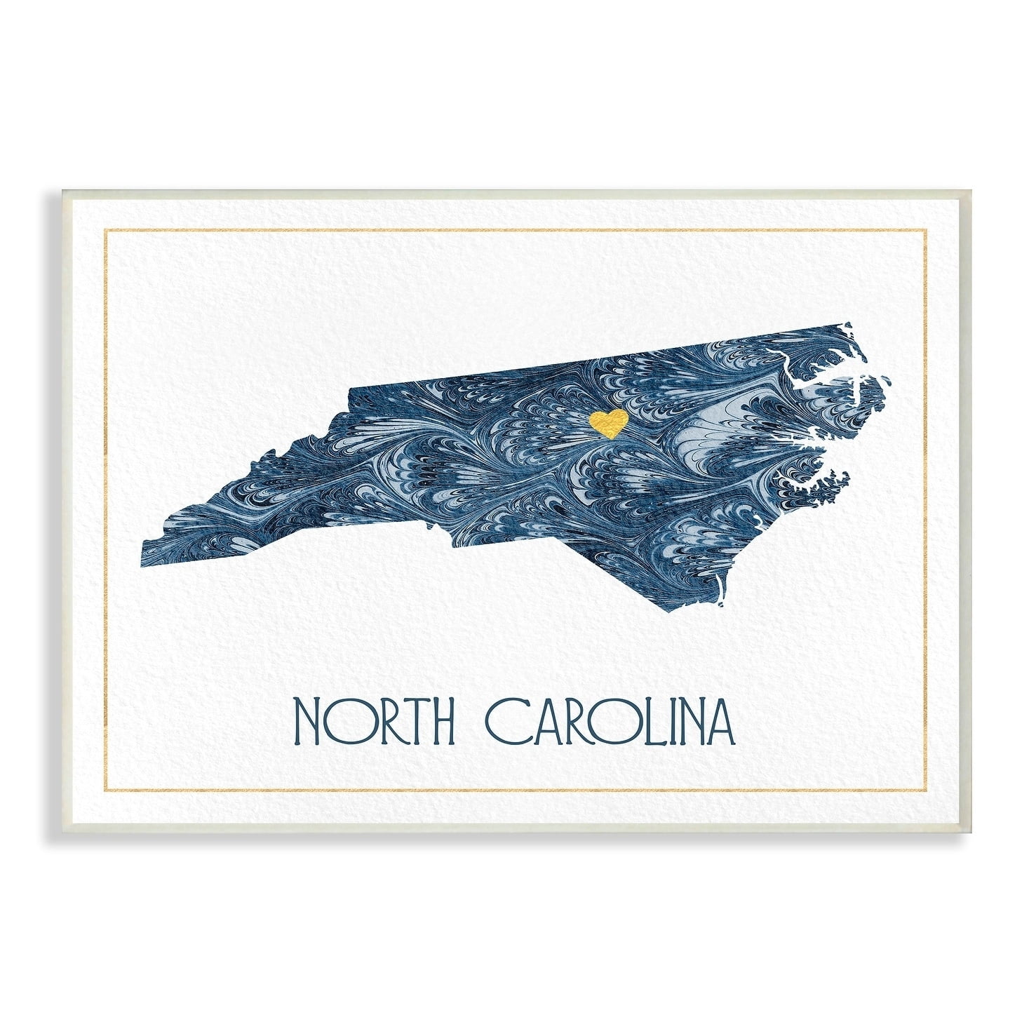 The Stupell Home Decor North Carolina Minimal Blue Marbled Paper Silhouette Wall Plaque Art