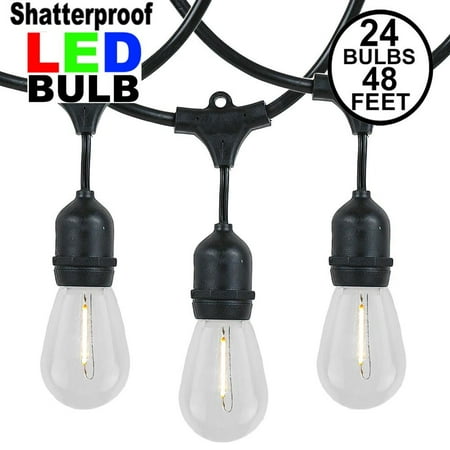 Novelty Lights 48 Foot S14 Filament LED Edison Outdoor String Lights - Suspended - Commercial Grade String Lights – Vintage...