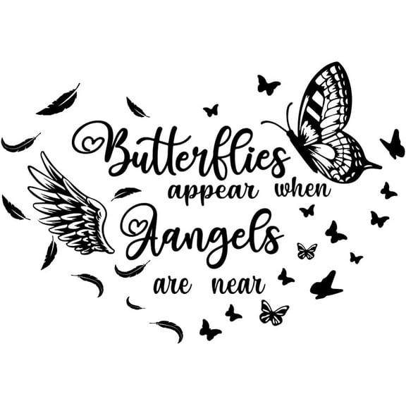 DIY Butterfly Angel Wings Wall Decals Wall Stickers Inspirational Quotes Wall Mural Black Motivational Saying Girls Women Classroom Living Room Decorations Art Wall Sticker Vinyl Transfer DIY