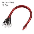 thumbnail image 2 of Luz LED pre-cableada, DC 24V 20mA - Bombilla redonda de 5mm verde esmeralda pre-cableada para fiestas DIY (10PCS), 2 of 4