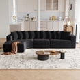 thumbnail image 3 of 131.1-inch Chenille Sectional Sofa Set, Modern Cloud-Shaped Curved Sofa, Includes 10 Pillows, Living Room Fabric Corner Sofa, L-Shaped Modular Sofa (Left Chaise), 3 of 9