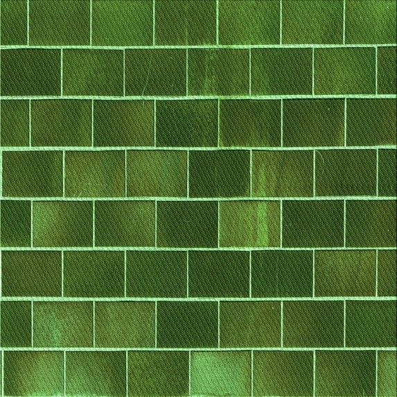 Ahgly Company Indoor Square Patterned Dark Lime Green Area Rugs, 4' Square
