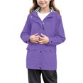 thumbnail image 2 of LYHao Girls Rain Jacket With Hood Lightweight Windbreaker Outdoor Play Coat For Children Youth Softshell Anorak Windproof Autumn Hiking Cycling Walking Girls Jacket Coat,Sizes 7-8 Years, 2 of 7