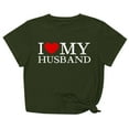 thumbnail image 2 of Lilgiuy Summer T Shirts for Womens Valentine Round Neck Shirt Fun i my husband Letter Print Short Sleeve Tee Family Holiday T-Shirt Blouse for Party Club Birthday, 2 of 5