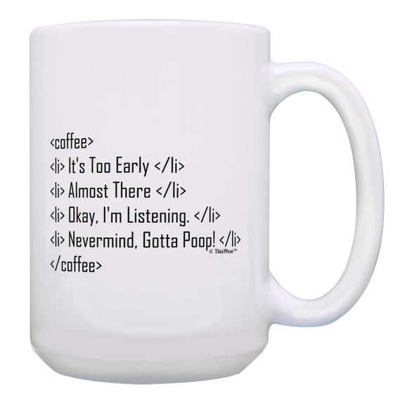 ThisWear Sarcastic Coworker Boss Caffeine Coffee Code HTML Srcipt 15oz Coffee Mug