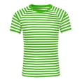 thumbnail image 4 of Mens T-shirts Short Sleeve Striped Print Casual T Shirt Crewneck Carnival Festival Daily Wear Graphic Tees Light Green L, 4 of 4