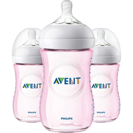 Philips Avent Natural Baby Bottle, Pink, 9oz, 3pk,