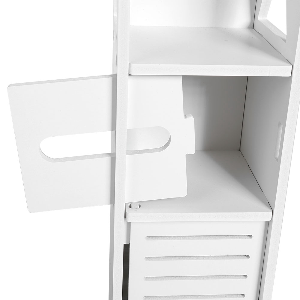BIMZUC 31.5 inch Antique White Bathroom Floor Cabinet with Slim Wood-Plastic Storage Shelves and Drawers (80x15.5x15cm)