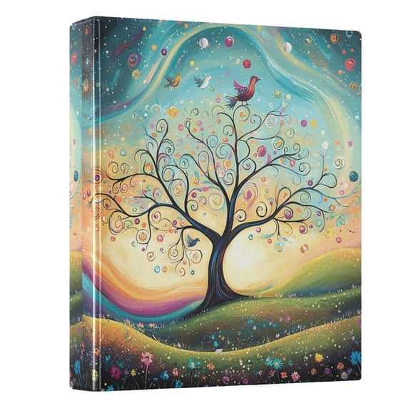 Haosy Hardcover 3 Ring Binder 1.5 Inch Ring Decorative Binder Organizer for Home School Office, Whimsical Tree with Swirling Branches