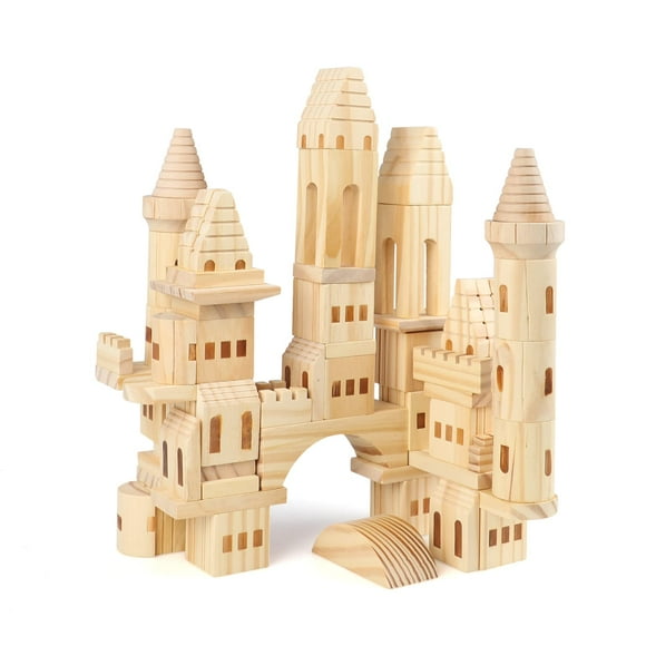 Bloques de madera para construir castillos Garlictoys, 75 piezas, para niños Garlictoys Garlictoys