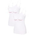 thumbnail image 2 of 2 Pack Women’s Comfort Fit Cotton Camisole, Built-in Shelf Bra Adjustable Straps Undershirt for Daily Layering White/White 5XL, 2 of 6