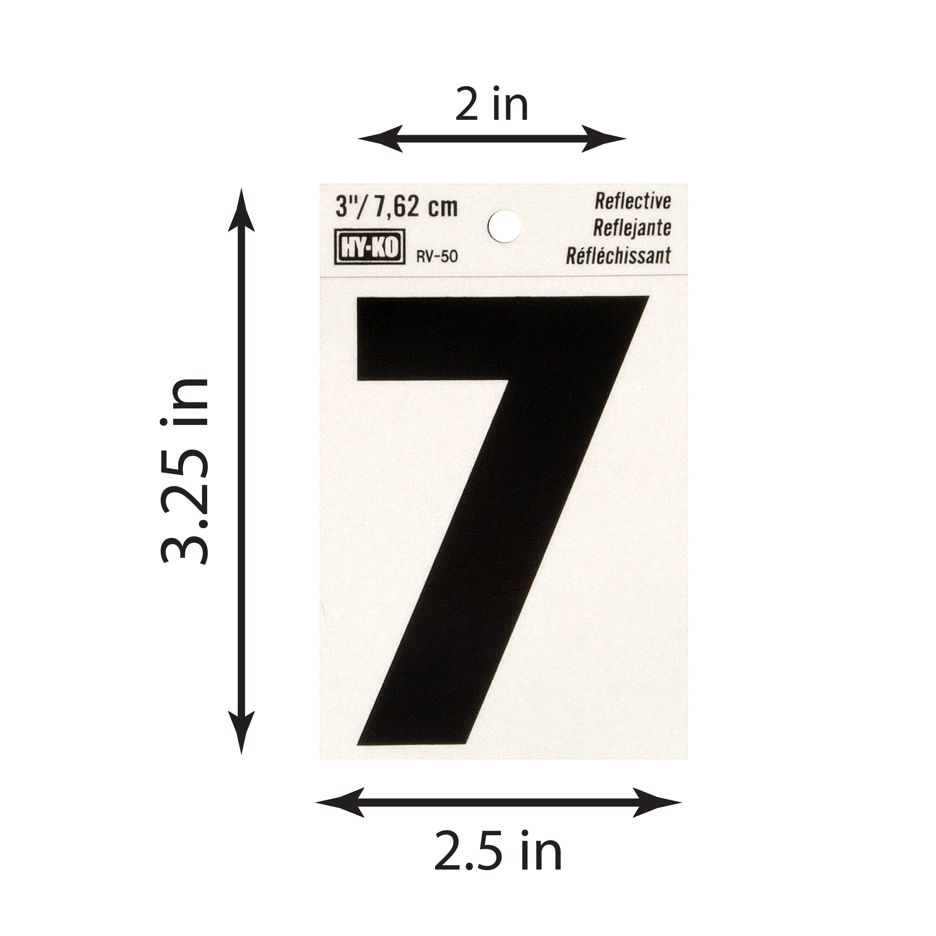 (2 pack) Hy-Ko 3-inch Reflective Vinyl Number 7, Self-Adhesive, Weather-Resistant