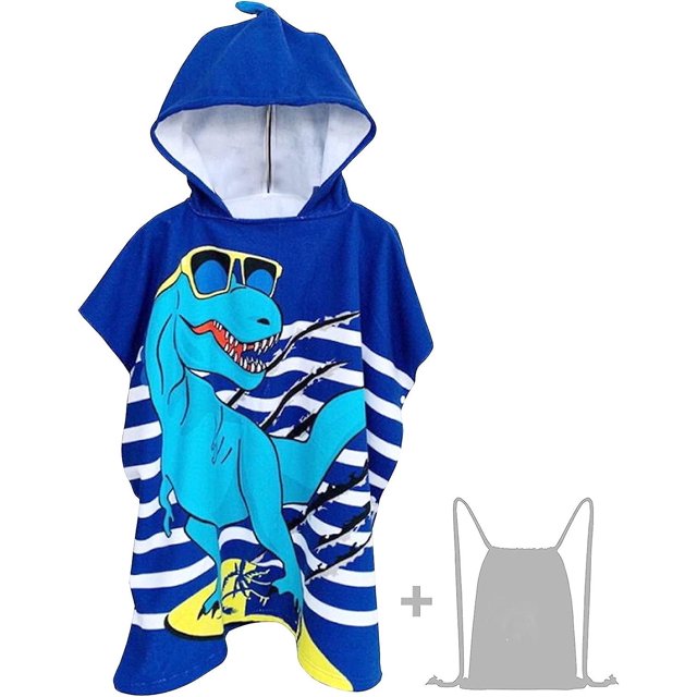 CHAO Toalla de baño para niños, toalla de playa para niños, poncho de baño con capucha súper suave, bata de baño para niñas y niños de 6 a 14 años